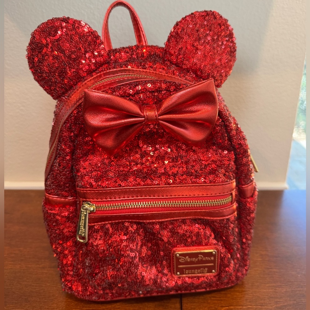Loungefly x Disney Parks Red Sparkle Mickey Backpack